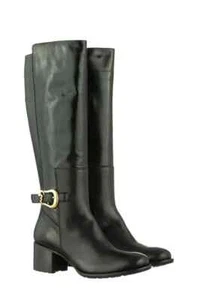 MORI MADE IN ITALY KNEE HEELS BOOTS STIEFEL STIVALI SHOES LEATHER BLACK 37 - 44 - Picture 1 of 4