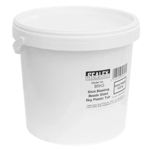 Sealey Shot Blasting Beads Glass 5kg Plastic Tub 180-300 Microns White B5KG - Picture 1 of 6