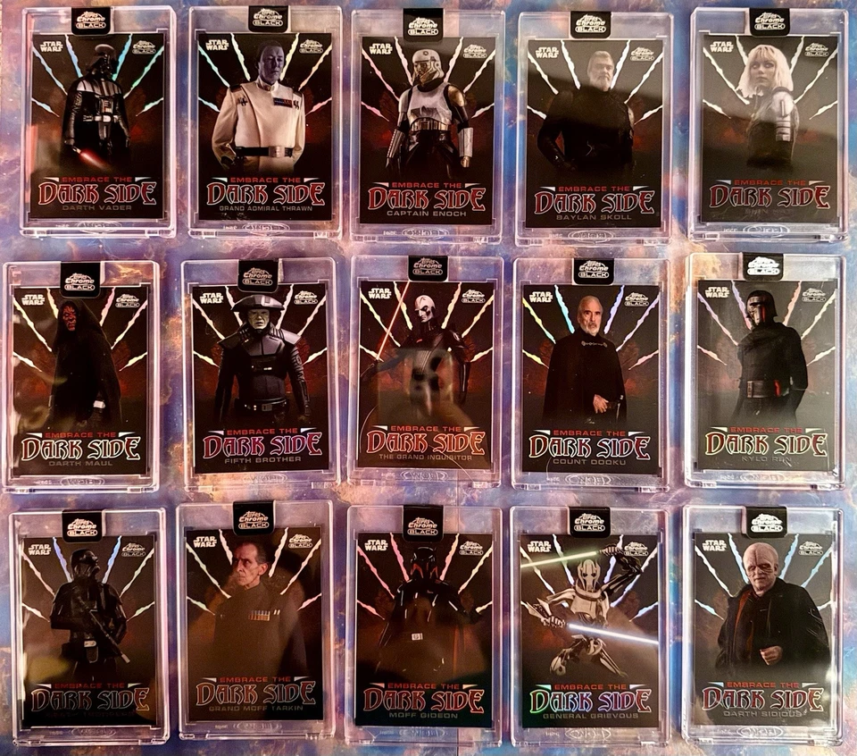 2024 Topps Star Wars Chrome Black Embrace The Dark Side COMPLETE 15 Card Set! - Image 1 of 3