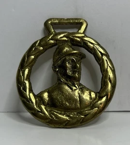 Antik Messing Zügel Deko Medaillon Einäugiger Soldat #34 - Bild 1 von 4