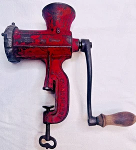 Antique German Manual Alexanderwerk 8 Food Red Decorative Metal Meat Grinder - Picture 1 of 12