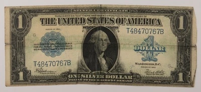 1923 One Dollar Silver Certificate Horse Blanket Blue Seal -  454b - Image 1 of 3