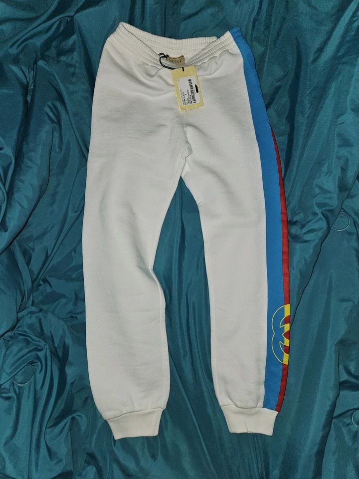 全新带标签 GUCCI 白色慢跑裤/运动裤 COA 含 8Y 码 — 第 1/4 张图片