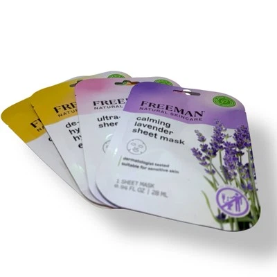 LOT 4 Freeman Calming Lavender & Ultra-Hydrating Sheet & 2 De-Puffing Eye Masks - Image 1 of 4