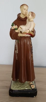 Schöne alte Gips Figur Hl. Antonius mit Jesuskind 41cm - Bild 1 von 4