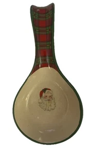 Vintage Ralph Lauren Style Plaid Old Santa Spoon Rest 8” L Beautiful Christmas - Picture 1 of 5