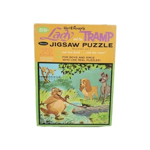 Vintage Disney Lady and the Tramp Jigsaw Puzzle With Mr Busy Beaver 70 Pieces - Picture 1 of 2