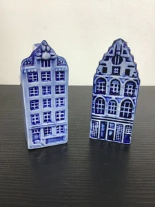 VINTAGE Delft Blue Canal House Salt & Pepper Shakers - Picture 1 of 4