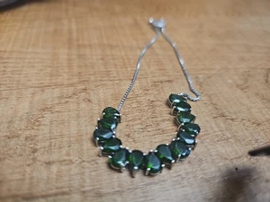 Echt Chromdiopsid verstellbare Linie Armband in Sterlingsilber  - Bild 1 von 3
