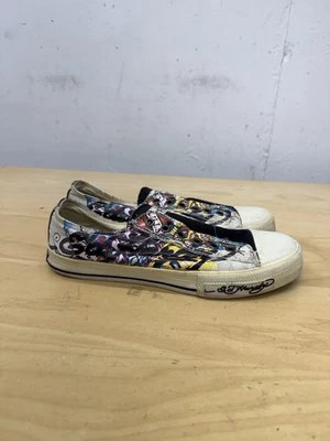 Vintage Ed Hardy Love Kills Skull Tattoo Canvas Slip On Sneakers Shoes Size US 8 - Image 1 of 4