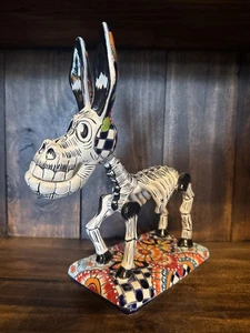 Talavera Mexican Day of the Dead Skeleton Figure Pottery Donkey Folk Art 10” - Picture 1 of 7