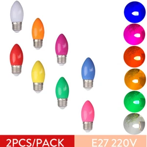 2X 2w E27 Led Bulb Red Blue Green Orange Purple Candle Shape Bulbs C35 Light - Picture 1 of 18