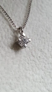 COLLANA COLLIER GIROCOLLO PUNTO LUCE IN ORO BIANCO 18 KT E DIAMANTE 0,10 CT - Foto 1 di 2