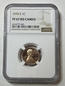 1976 S Lincoln Memorial Copper Penny 1C NGC PF 67 RD Cameo - Picture 1 of 2