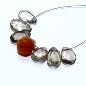Cuentas de cuarzo ahumado facetadas de cornalina briolette piedras preciosas sueltas naturales joyería - Imagen 1 de 5