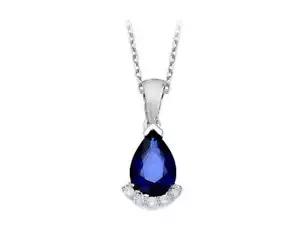 Saphir Diamant Halskette Collier tropfenformig 585er 14 karat Weißgold Echt gold - Bild 1 von 2