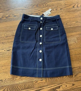J. Crew NWT skirt with front pockets and tie belt, navy, 12 - Picture 1 of 2