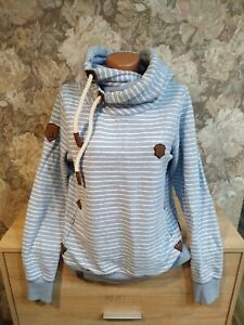 Naketano women's hoodie size L blue white color  hooded striped