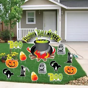 Happy Halloween Cauldron Halloween Lawn Decoration set of 13 - FREE SHIPPING - Picture 1 of 6