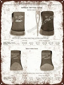 1908 Kelly Hand Made Silver Eagle Van Camp Axe Blade Metal Sign 9x12" A019 - Picture 1 of 1