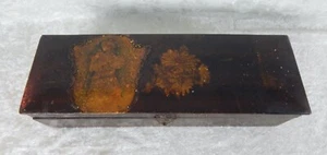 HOLZ LACK DECOUPAGE HANDSCHUHFACH + HANDSCHUHE VIKTORIANISCH ANTIK JUGENDSTIL - Bild 1 von 7