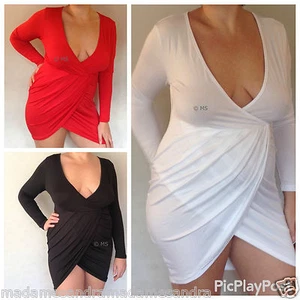 ABITO SEXY COCKTAIL CLUBWEAR REVEALING 14 16 18 20 TAGLIE FORTI DONNA TAGLIA GRANDE - Foto 1 di 9