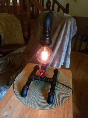 Steampunk Pipe Desk Lamp with Vintage Style Edison Bulb - Image 1 of 4