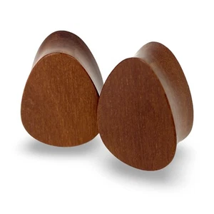 Pair of Saba Wood Teardrop Plugs organic gauges PICK SIZE 16mm thru 38mm - Picture 1 of 4