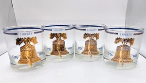 Juego de 4 vasos de whisky Culver Liberty Bell diseño dorado de 22 quilates diseño bicentenario - Imagen 1 de 3