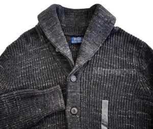 NEW POLO RALPH LAUREN Gray 100% COTTON KNIT SHAWL COLLAR CARDIGAN Sweater S - Picture 1 of 13