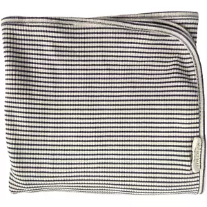 Quincy Mae Ribbed Stripe Organic Baby Blanket Gray Beige Swaddle 2ply Cotton - Picture 1 of 3