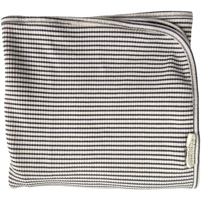 Manta de bebé orgánica a rayas acanaladas Quincy Mae gris beige envoltura 2 capas algodón Foto 1 de 3