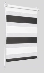 Doppelrollo Klemmfix schwarz/weiß 70x150cm Seitenzugrollo ohne Bohren Seitenzug - Bild 1 von 1