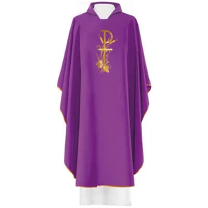 Purple Embroidered Priest Gothic Chasuble Vestment & Stole With PX Symbol - Bild 1 von 2