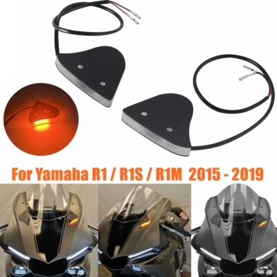 Placa de bloqueo de espejo de señal de giro ámbar LED para Yamaha YZF R1/R1S/R1M 2015-2019 Foto 1 de 4
