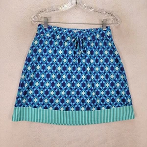 Tehama Womens Skirt Size S Blue Polka Dot Stretch Drawstring Lounge A Line Mini - Picture 1 of 15