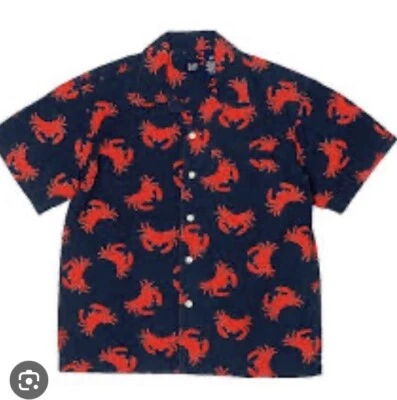 GAP BOYS RED CRAB NAVY BLUE BUTTON DOWN S/S SHIRT YOUTH SMALL 5-6 KIDS - Image 1 of 4