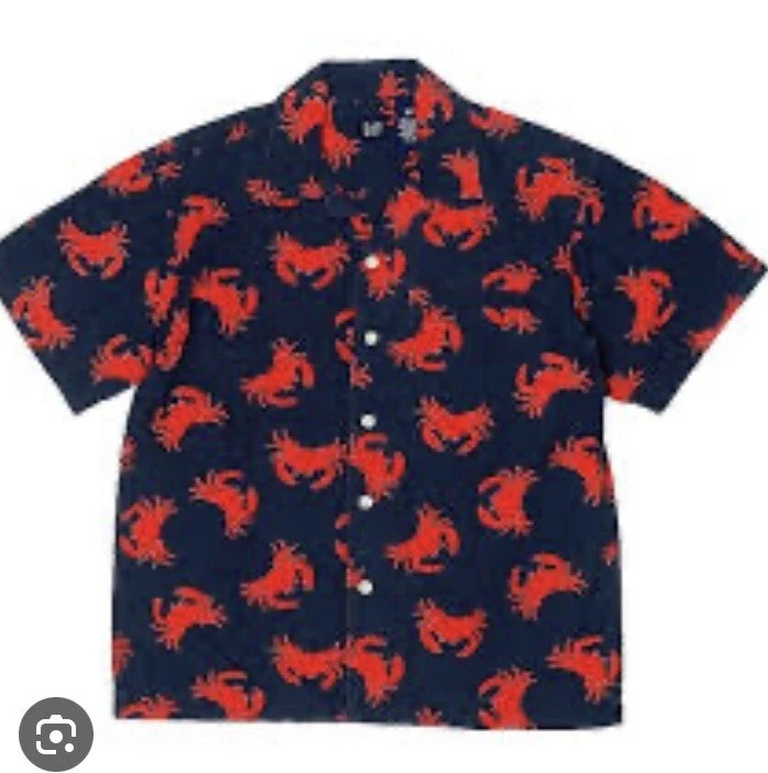 GAP BOYS RED CRAB NAVY BLUE BUTTON DOWN S/S SHIRT YOUTH SMALL 5-6 KIDS - Image 1 of 4