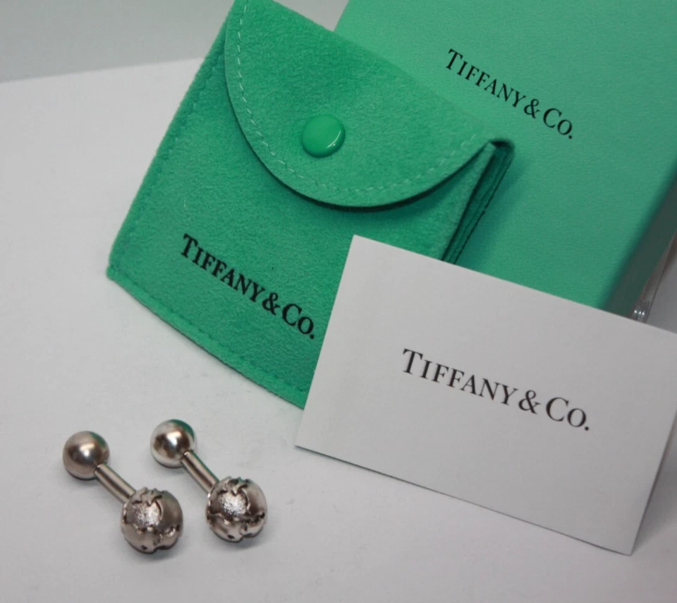 Gemelos Tiffany & Co. Globo Tierra Plata Esterlina con Bolsa y Caja [065GRA] Foto 1 de 1