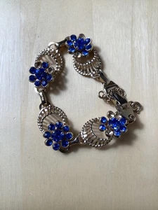 Pulsera vintage de piedra azul con flor de arcilla de barcala - Imagen 1 de 5