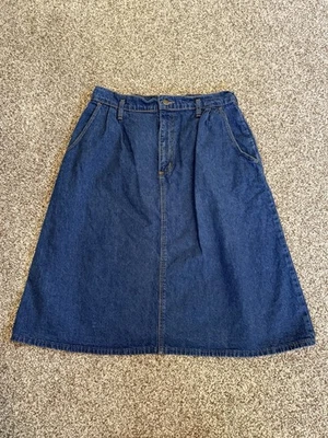 French Navy Vintage 80s/90s Blue Denim  Hi Waist Skirt - Image 1 of 4