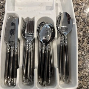 PIER 1 Imports Rare 18/8 Stainless Flatware 32 Pc Lot Knife Fork Spoon Server - Picture 1 of 12