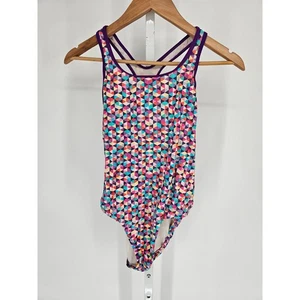 Speedo Mädchen Gr. 14 Einteiler Badeanzug geometrisches buntes Muster - Bild 1 von 4