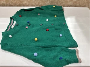 Suéter Mini Boden Niña Pequeña Talla 2T-3T Verde Veridian Navidad Pom Pom - Imagen 1 de 4
