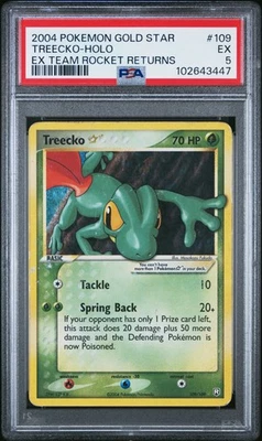 2004 POKEMON EX TEAM ROCKET RETURNS GOLD STAR #109 TREECKO-HOLO PSA 5 - Image 1 of 2