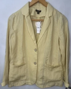 J. Crew Unstructured Parke Blazer 100% Linen Jacket Pale Yellow Women Size 6 NWT - Picture 1 of 9