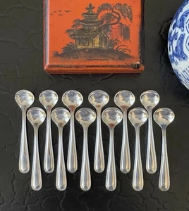 Glorious Set 12 Rare Antique Webster Sterling Silver Salt Spoons American 2.5” - Picture 1 of 12