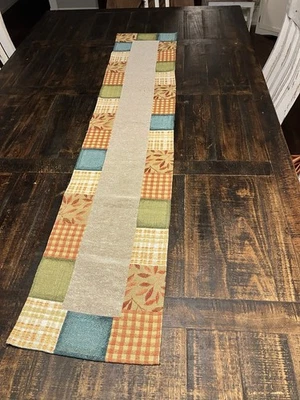 Table Runner Topper 64in X 12in Fall Colors Patchwork Fabric - Image 1 of 4