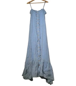 Lisa Marie Fernandez Ruffled Midi Sundress in Blue Chios Gauze Size XS NWT - Picture 1 of 10