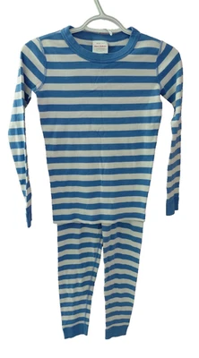 Hanna Anderson Juego de Dormir 2 Piezas Unisex Niños Pijamas Blanco/Azul Alto Rayas Talla 10 Foto 1 de 4